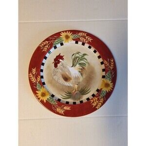 Sakura Chanticleer Sally Eckman Roberts Platter Plate Rooster Stoneware 16"